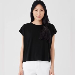 Eileen Fisher | Fine Jersey Square Top | XL | Black